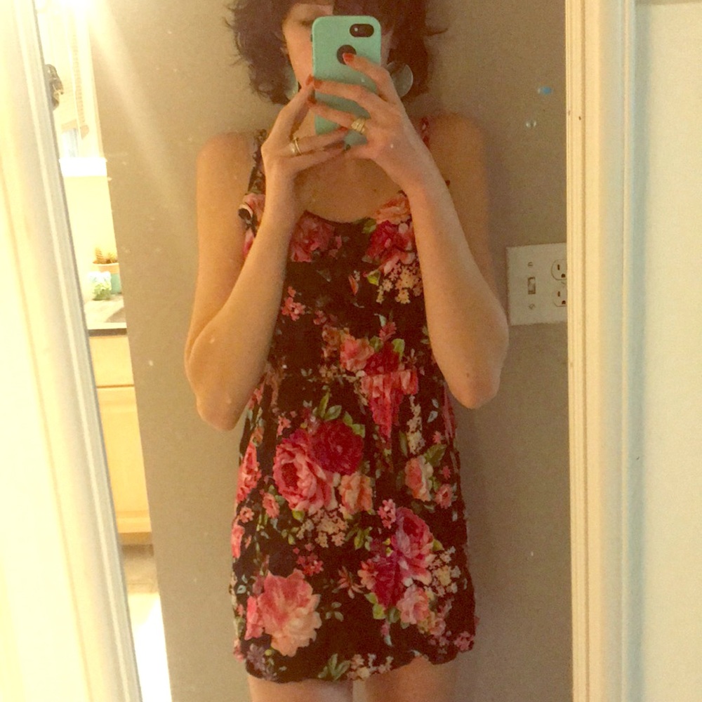 Black dress with roses